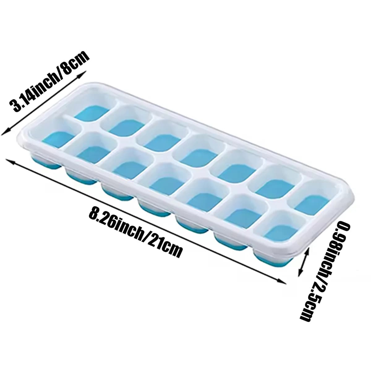 Eiswürfelform mit 14 Fächern und Deckel