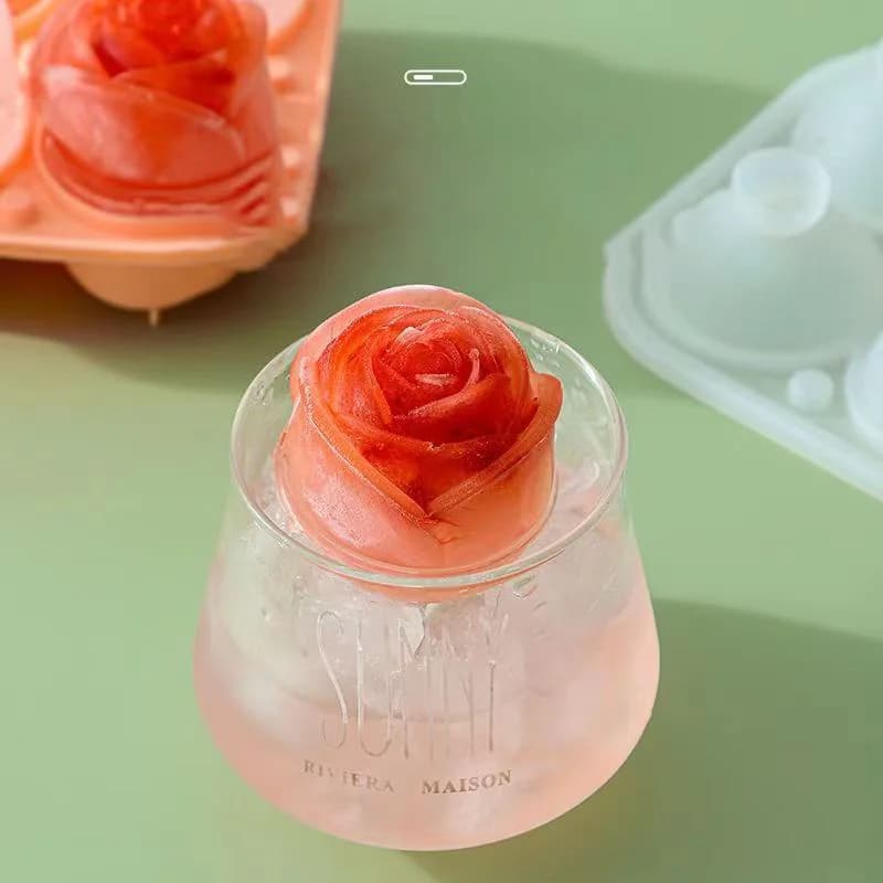 Rose-Eiswürfelform mit 4 Mulden
