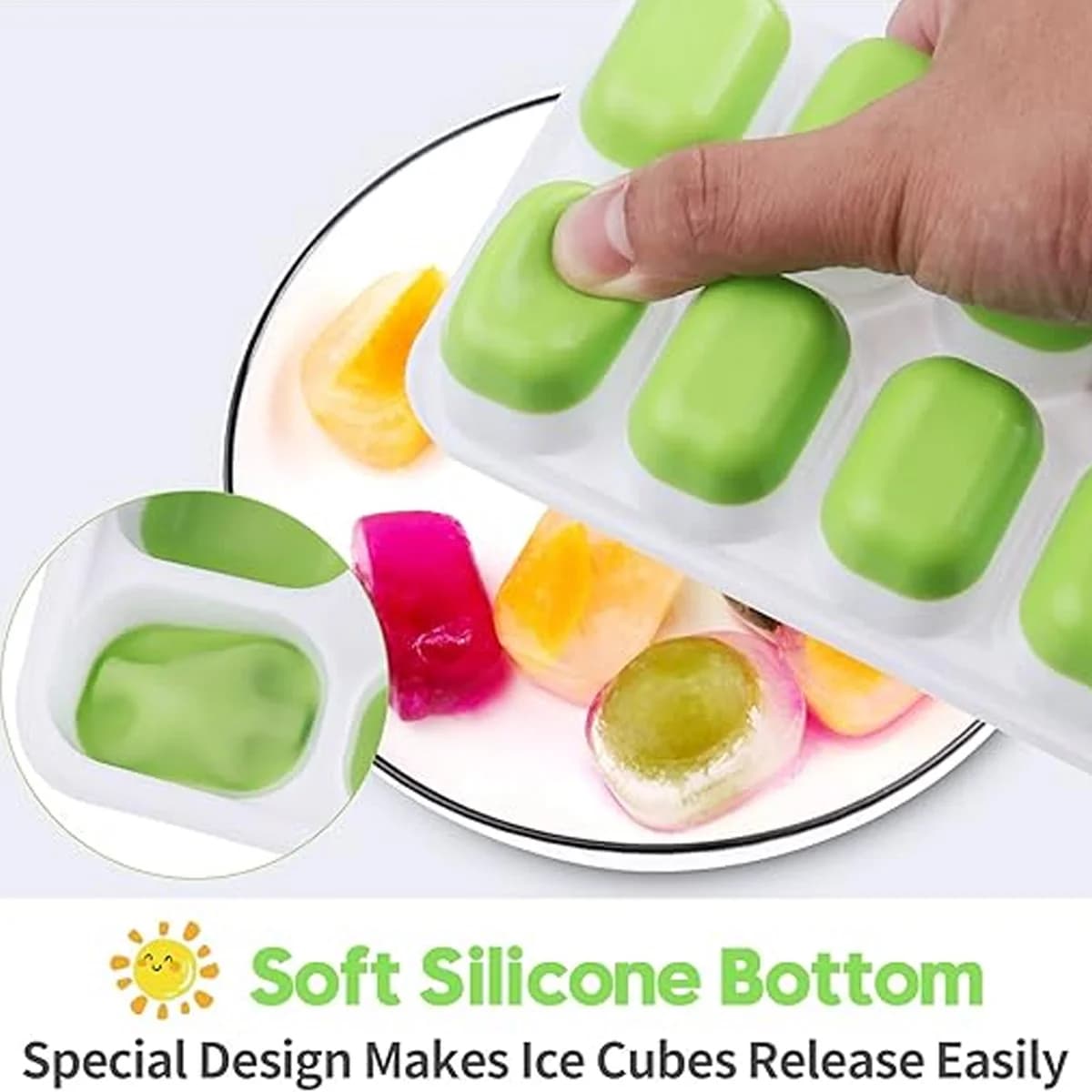 Eiswürfelform mit 14 Fächern und Deckel