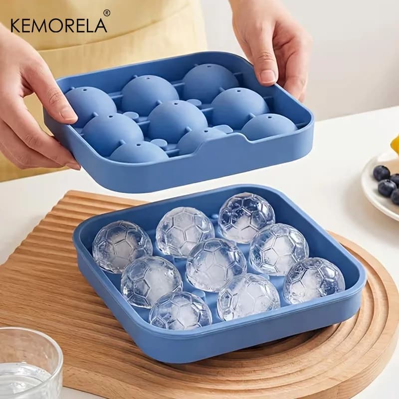 9-Fächer Fußball-Eiswürfelform mit Deckel