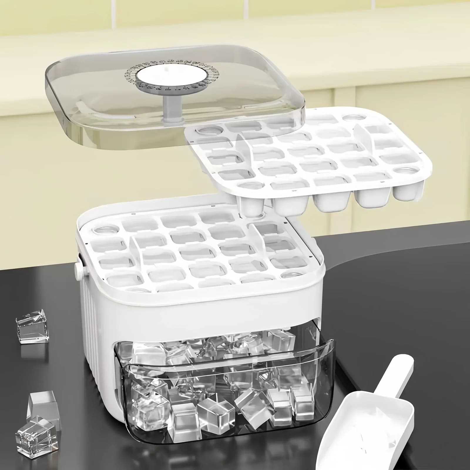 Eiswürfelbox mit großem Fassungsvermögen und Doppelschicht