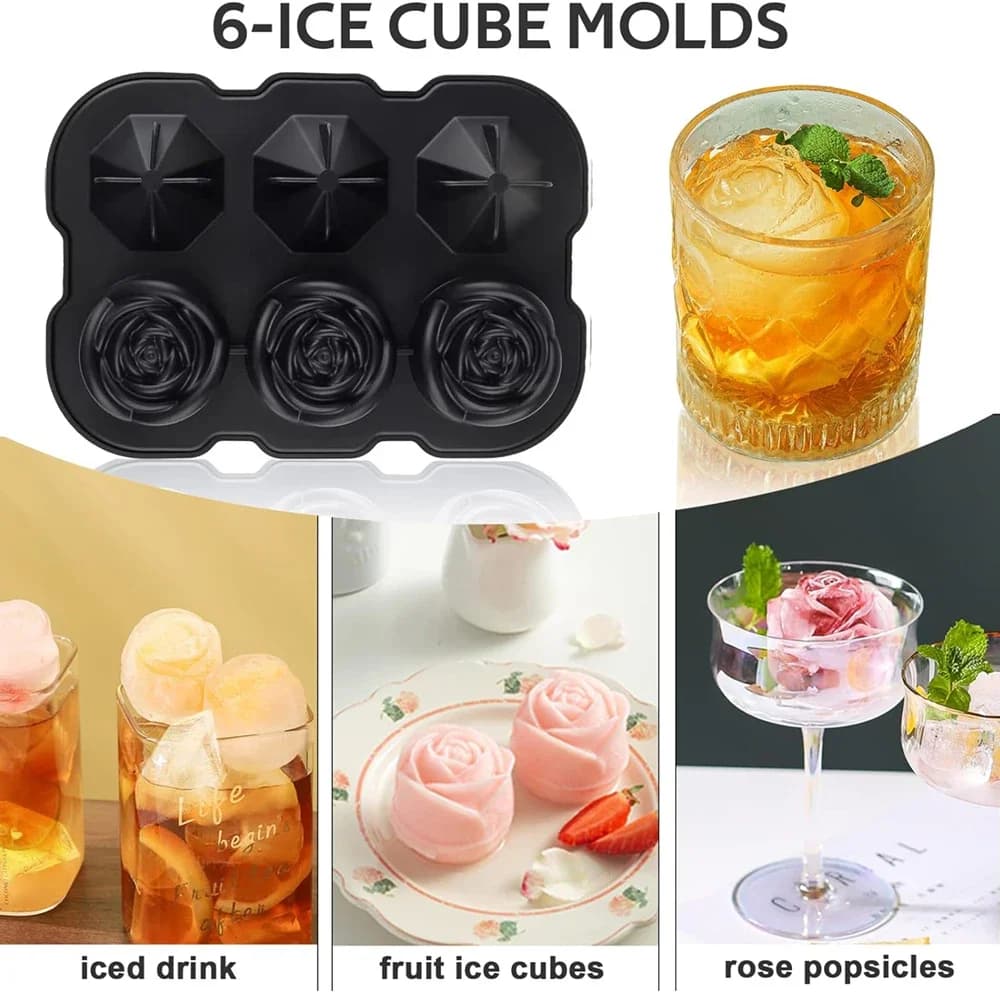 Rose-Eiswürfelform mit 6 Mulden und Trichter