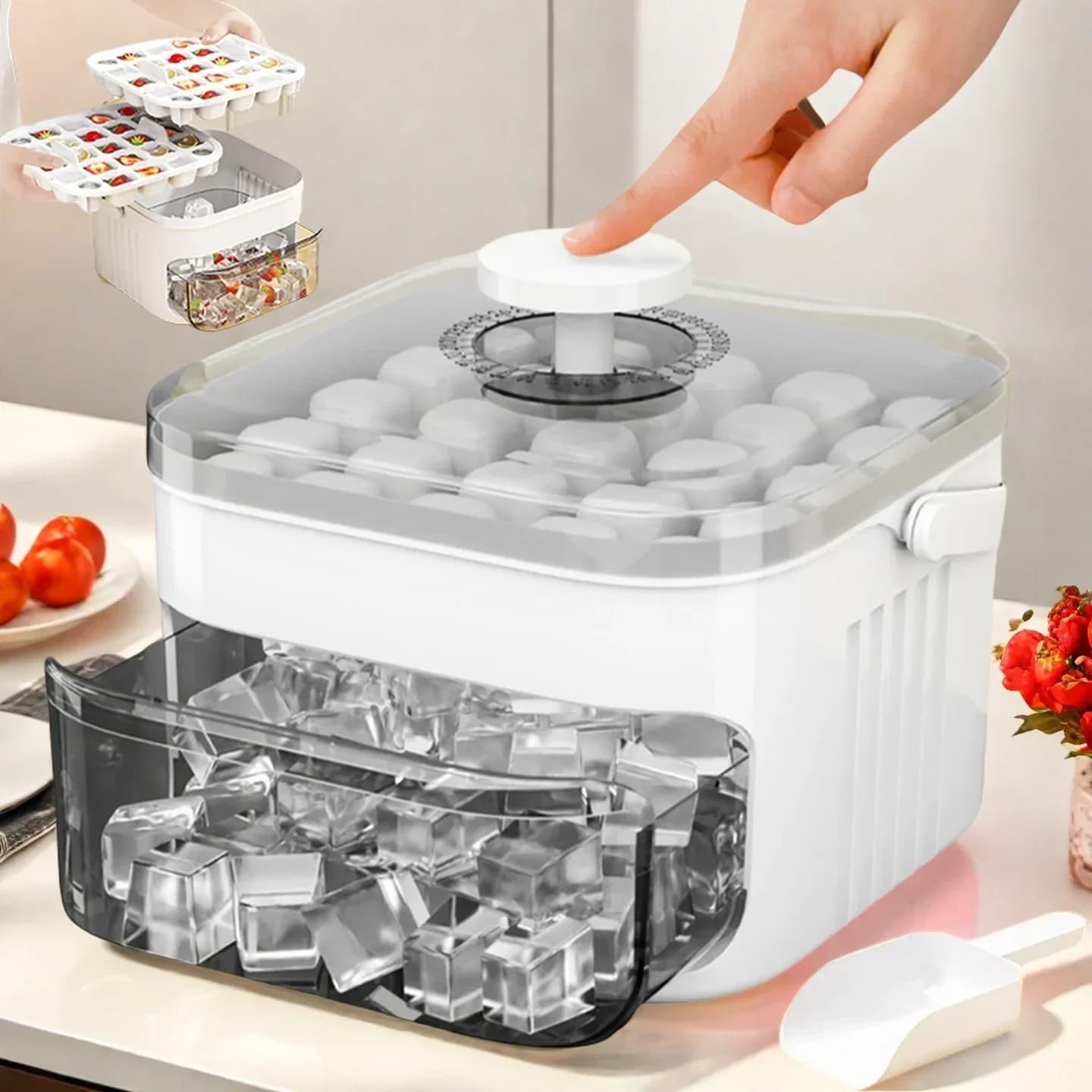 Eiswürfelbox mit großem Fassungsvermögen und Doppelschicht