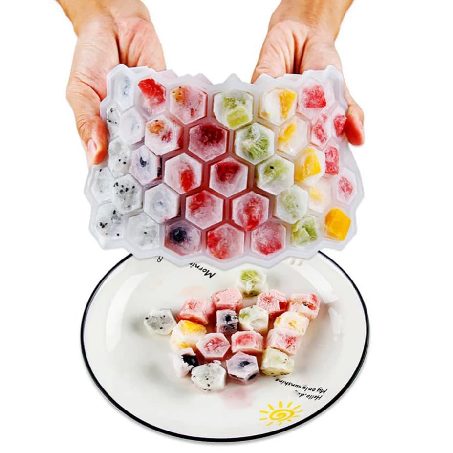 37-Raster Waben-Eiswürfelform mit Deckel