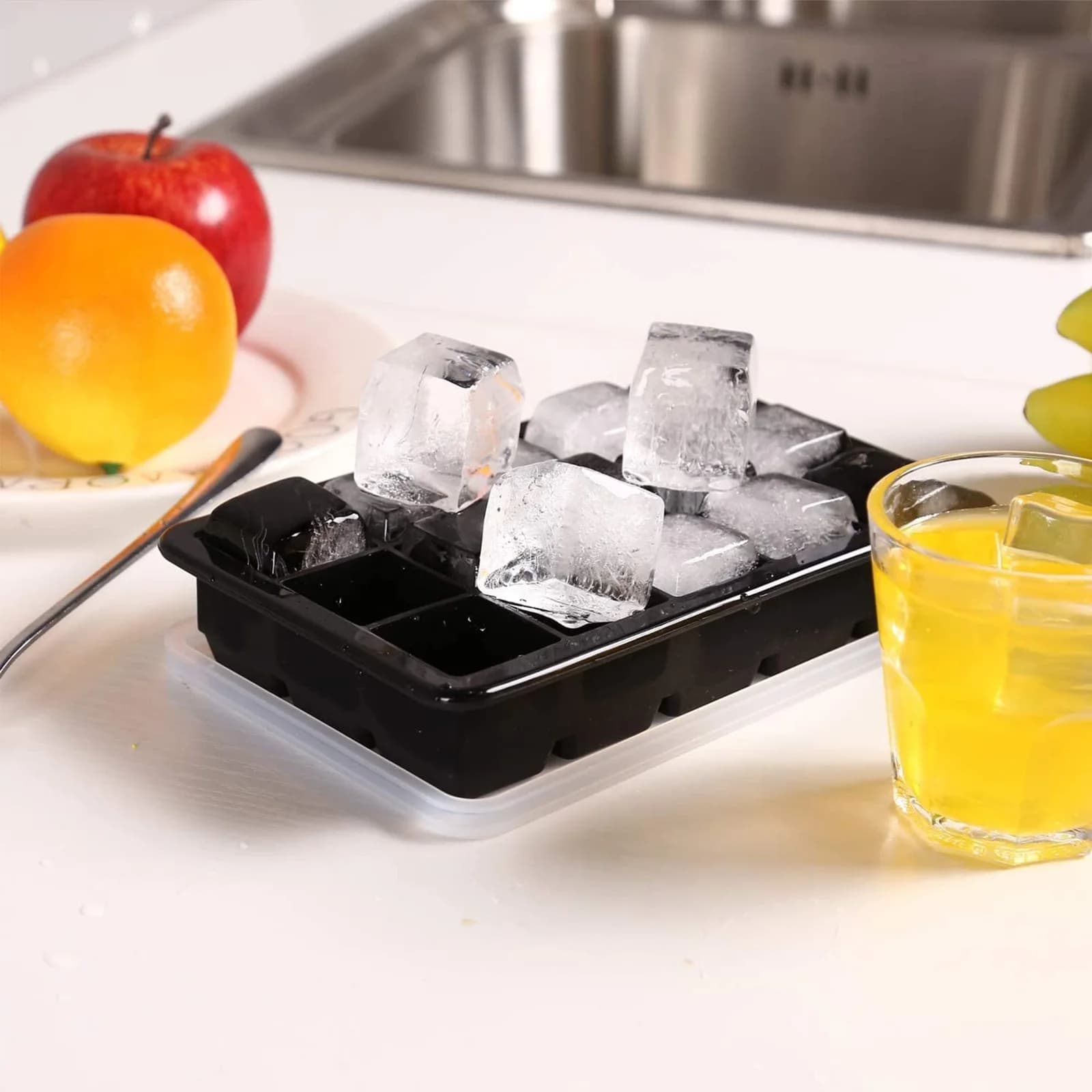 15-Fächer quadratische Eiswürfelform mit Deckel