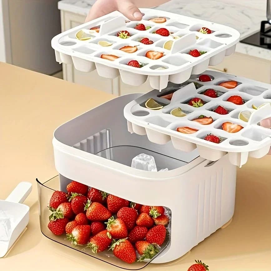 Eiswürfelbox mit großem Fassungsvermögen und Doppelschicht