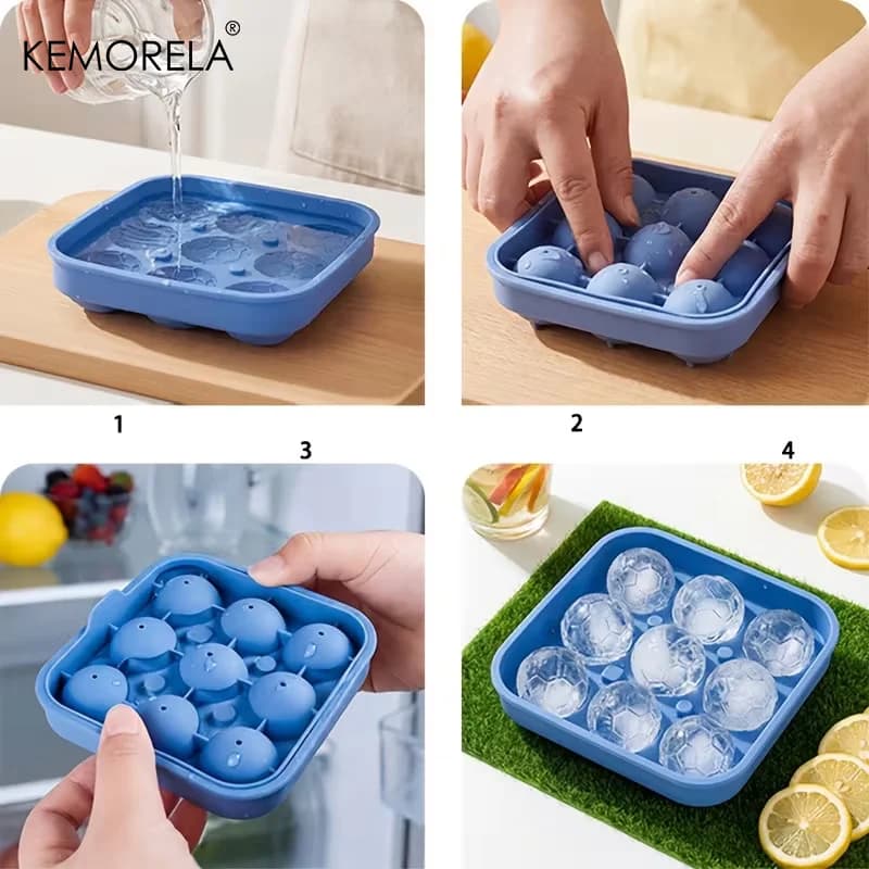 9-Fächer Fußball-Eiswürfelform mit Deckel