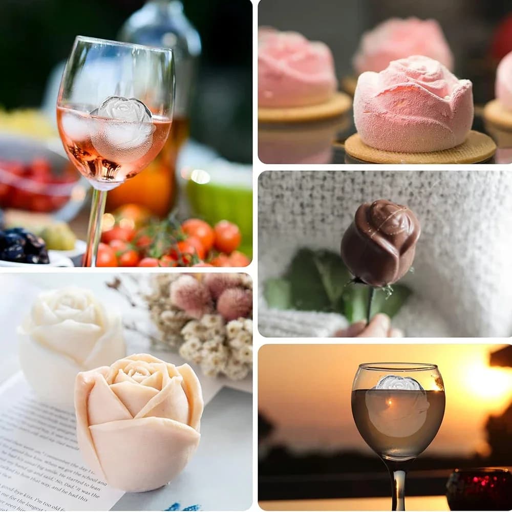 Rose-Eiswürfelform mit 6 Mulden und Trichter