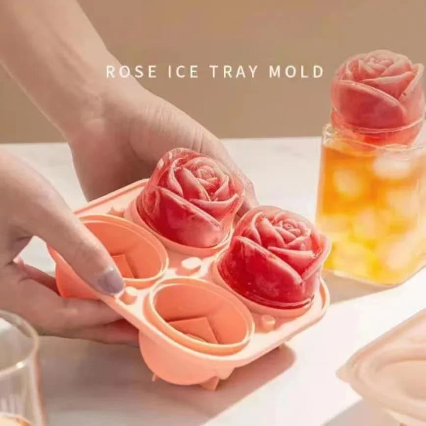 Rose-Eiswürfelform mit 4 Mulden